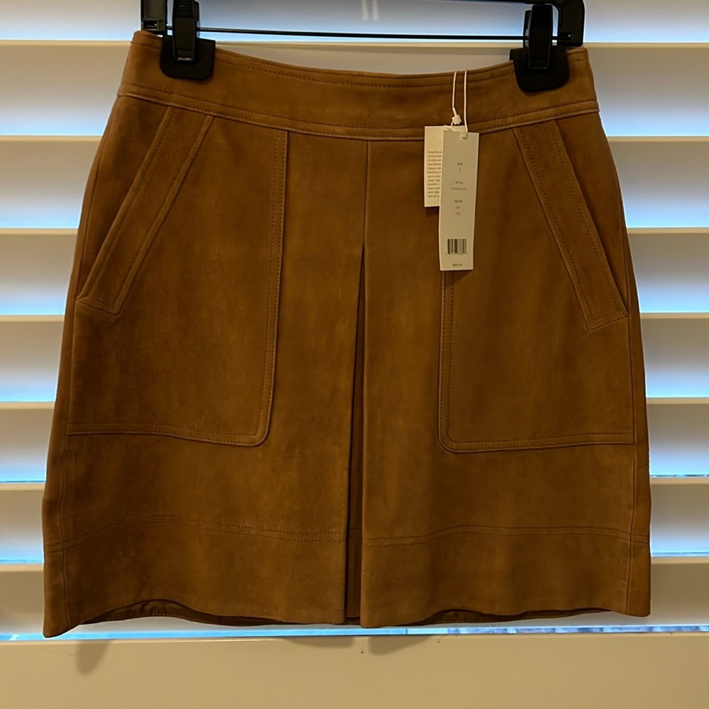 Vince - Camel/Tan Genuine Suede Skirt w/Front Pleat Sz 8